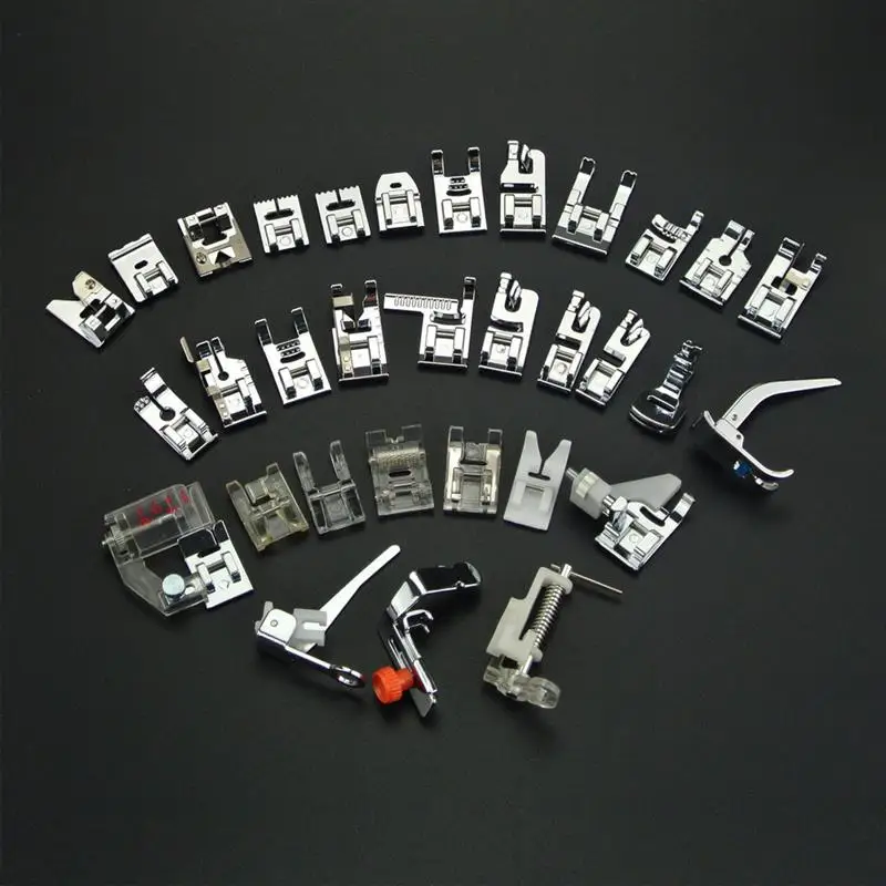 

32Pcs Domestic Sewing Machine Accessories Presser Foot Feet Kit Set Hem Foot Spare Parts With Box For Brother Singer Janome