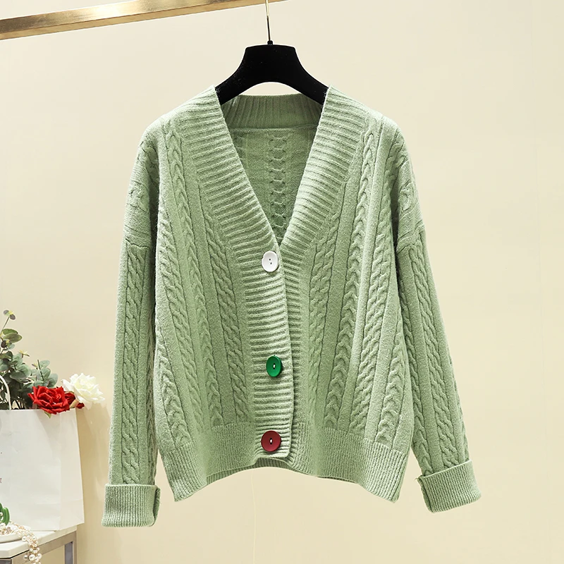 Женский трикотажный свитер на пуговицах с V-образным вырезом |