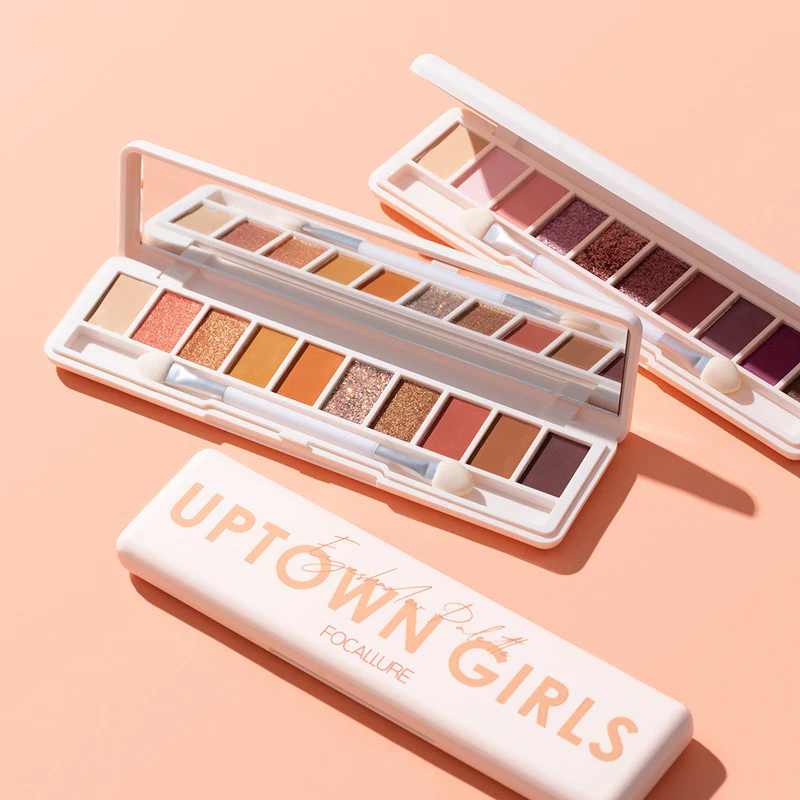 

10 Color Shimmer Eyeshadow Palette Waterproof Long-lasting Matte Eye Makeup 3D Matte Pearlescent Metal Glitter pigment Eyeshadow