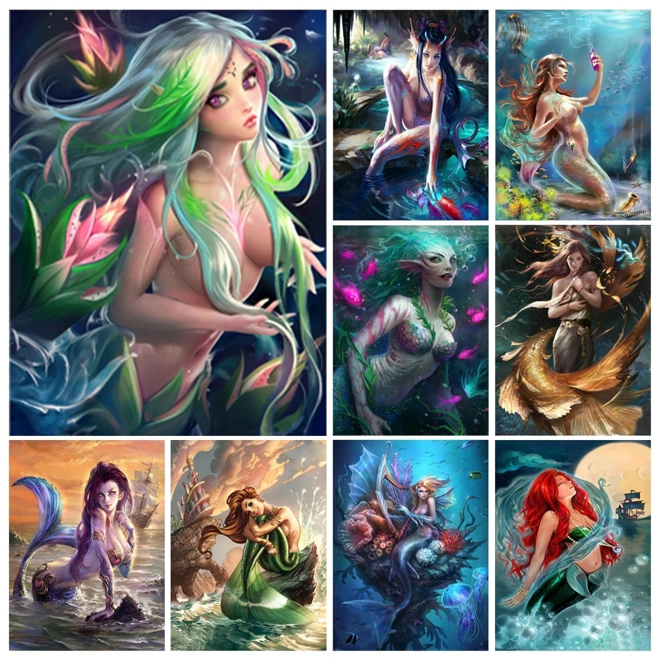 Набор для алмазной вышивки 5D сделай сам с портретом русалки | Дом и сад