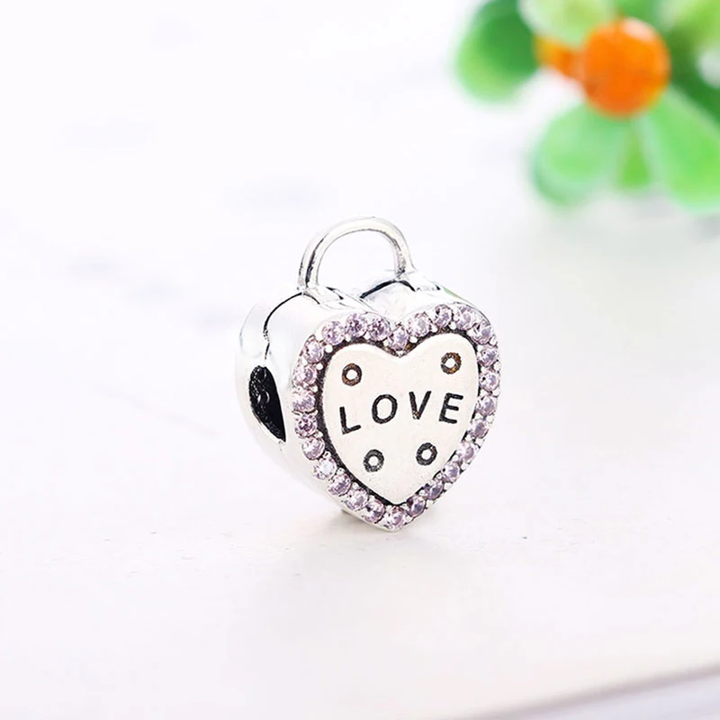 Женские серебряные часы в форме сердца розовые циркониевые бусины зажимы для