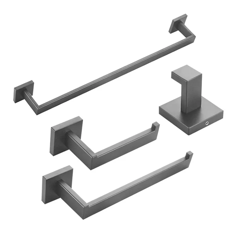 

Towel Hanger Black Bathroom Accessories Sets Wall Mounted Towel Bar Coat Robe Hooks Toilet Paper Roll Holder Stainless Steel