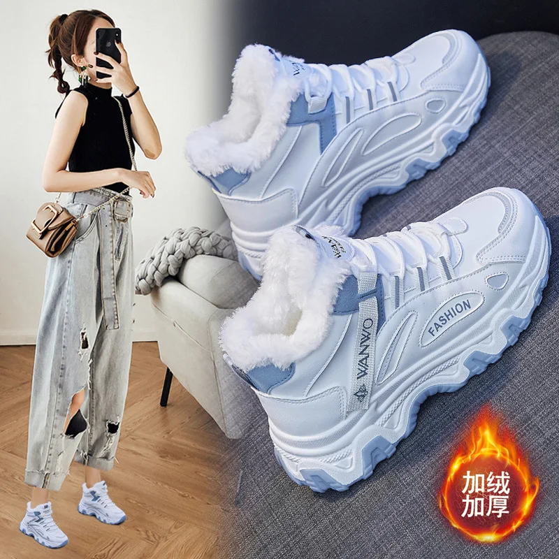 

Fashion 2022 winter new Korean version of warmth and velvet all-match student sports shoes platform shoes