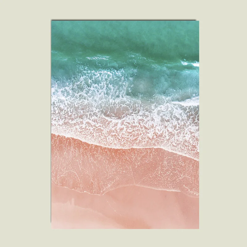 Розовые и зеленые морские накидки настенные принты Пляжное масло живопись