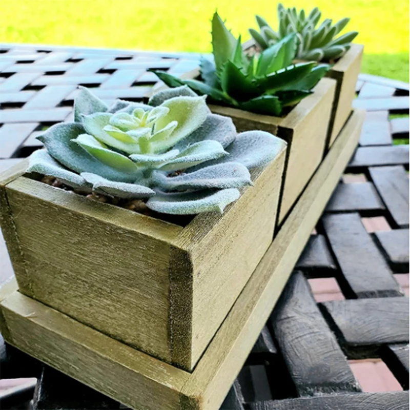 

Set of 3 orted Artificial Fake Plant Succulents with Wooden Tray, Mini Fake Succulent Potted Plant Arrangements 1 PCS