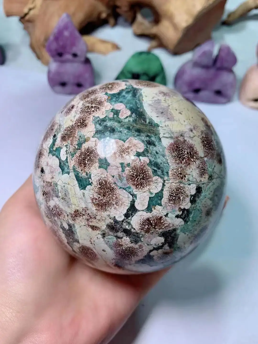 

Natural cherry blossom crystal ball, home decor, feng shui healing ball