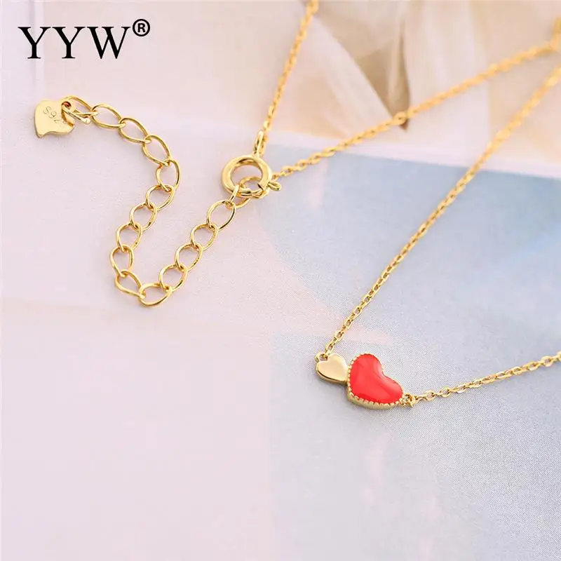 Ожерелье из стерлингового серебра 925 пробы в форме сердца розовое золото цвет