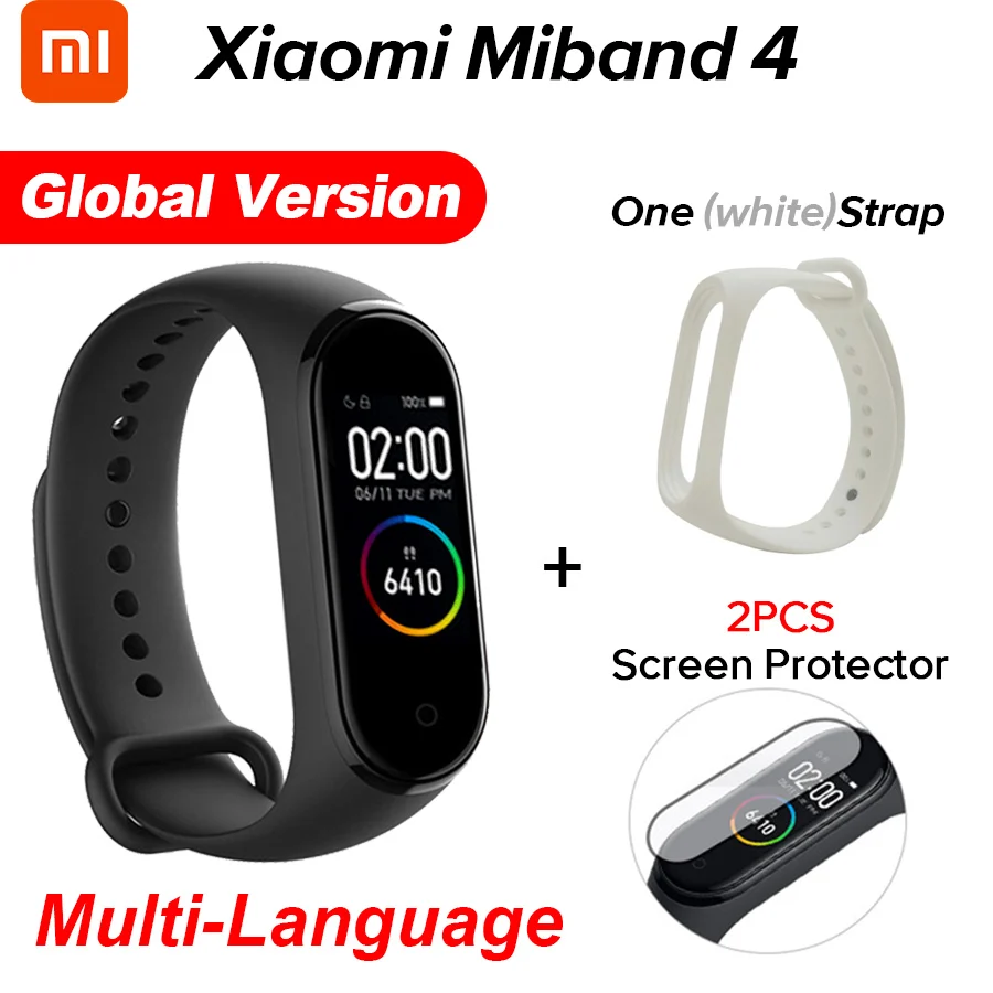 Global White N Film Xiaomi mi Band 4 Smart mi band 4 Цвета экран Браслет фитнес-трекер для измерения сердечного ритма Bluetooth 5,0 водонепроницаемый банда4 - Цвет: Global White N Film