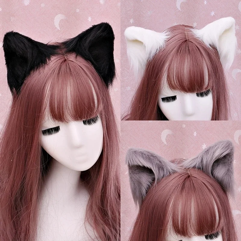 

Cosplay Props Soft Cat Ears Lolita Handmade Cute Furry Animal Beast Ears Hairpin Headwear Wolf Fox Ear Clip Girl Hair Accessory