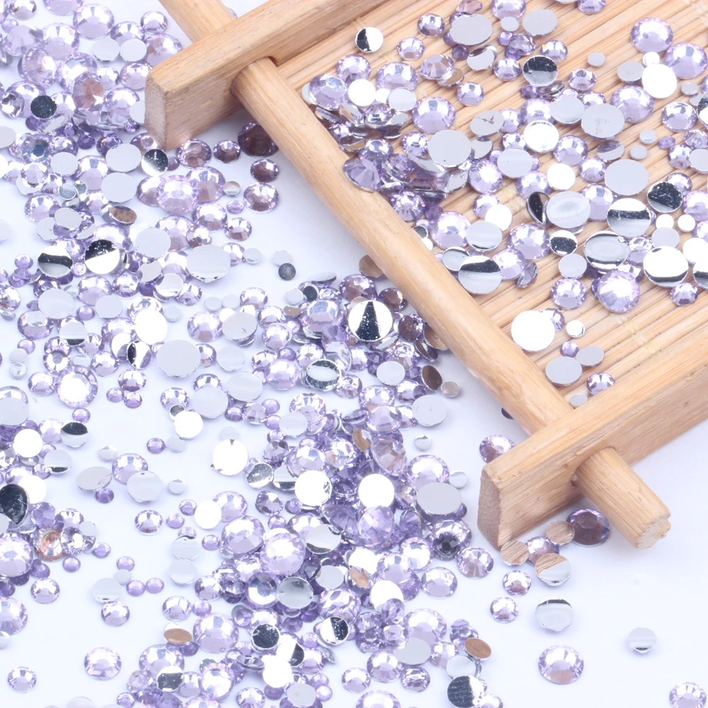 Светло фиолетовые стразы из смолы 2 6 мм круглые с плоским основанием без горячей
