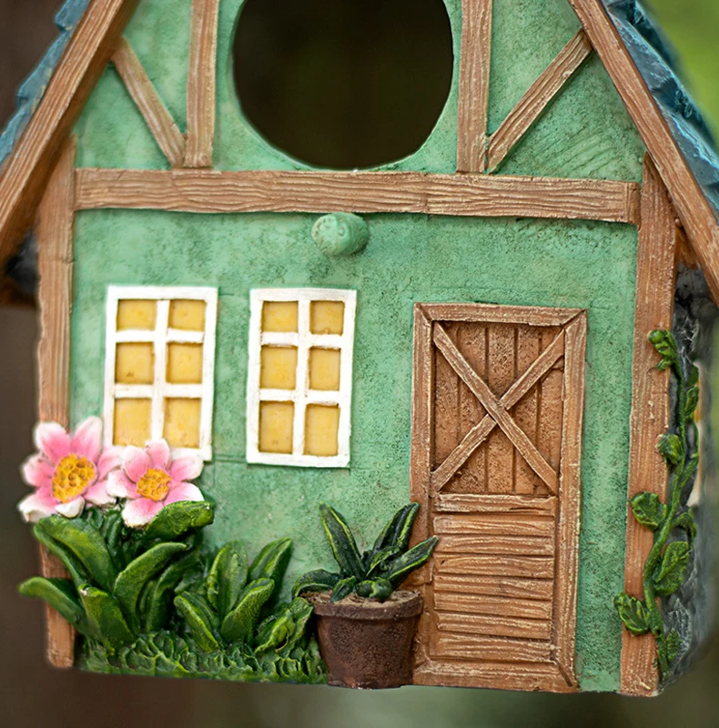 pastoral style bird house resin crafts outdoor bird house winter warm bird nest hanging nest garden decoration free global shipping