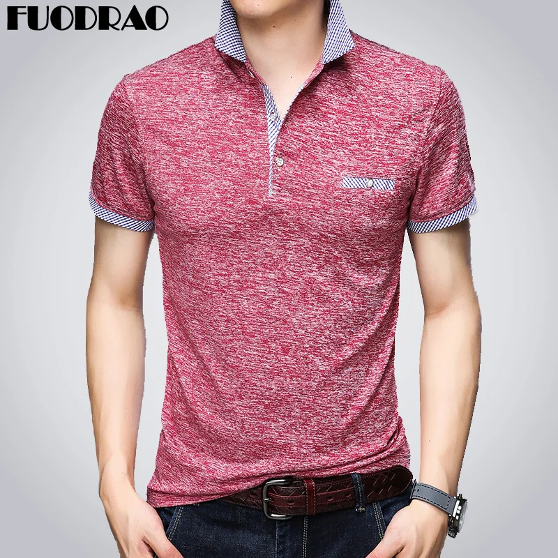 

FUODRAO Polo Shirts Men Casual Poloshirts Men Solid Cotton Tee shirt Homme Slim Fit Short-sleeve Tops Tees Men's Clothing B010