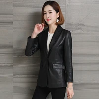 classic real leather jacket sheepskin blazer coats black genuine leather high quality red fashion slim fit jackets with pockets
