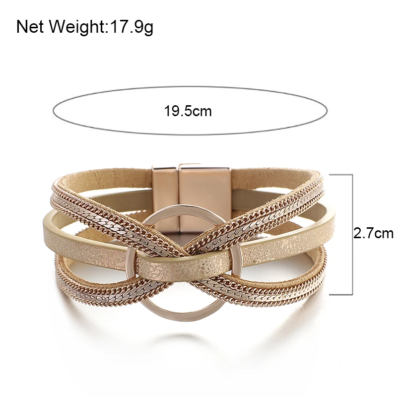 

Amorcome Vintage Cross Leather Bracelets for Women 2020 Round Metal Multilayer Wrap Bracelets Charms Jewelry Unisex Accessories