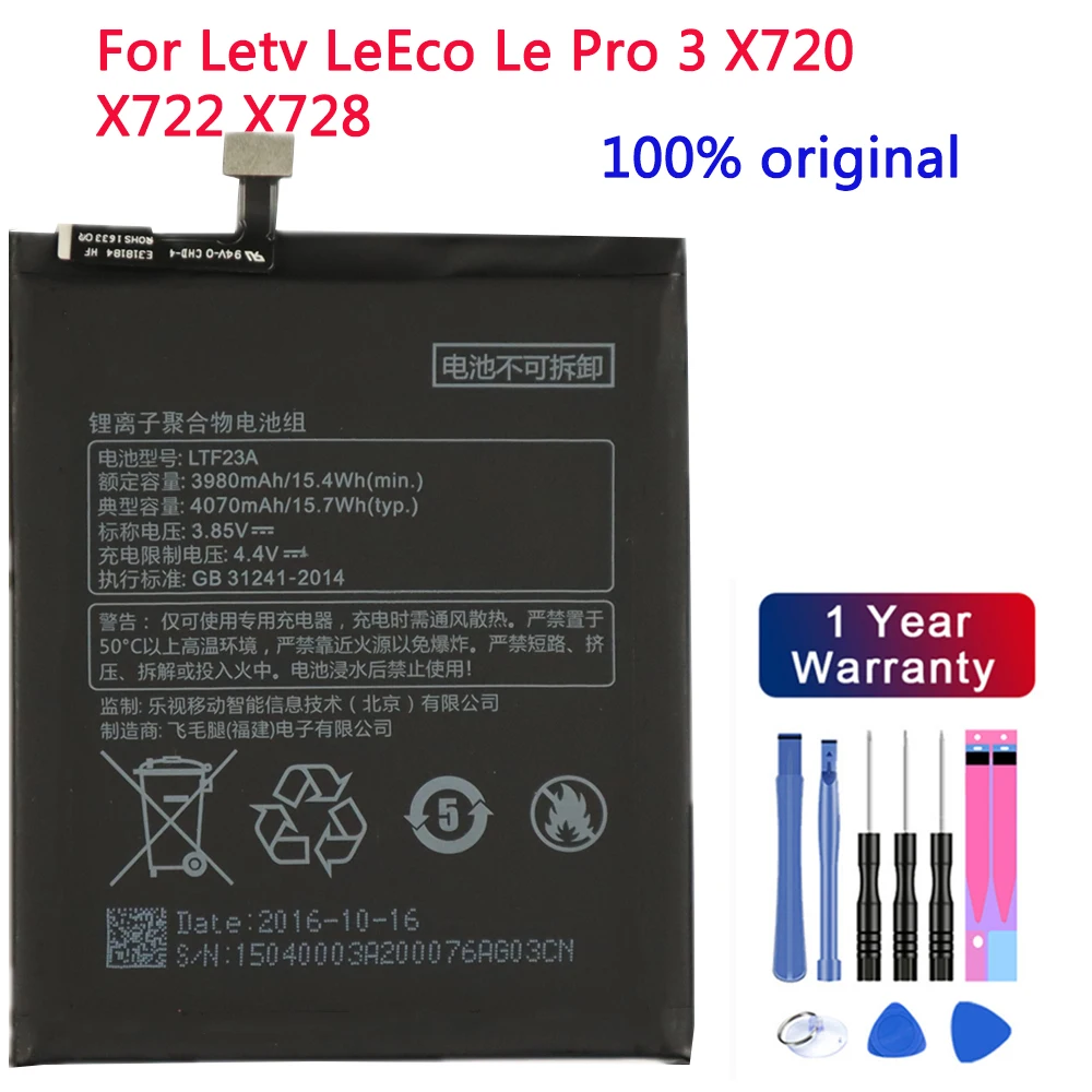 

100% original Good quality Real LTF23A 4070mAh Battery For Letv LeEco Le Pro 3 X720 X722 X728 Battery Replacement+Free tools