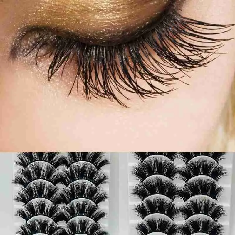 

5Pairs Faux Mink Hair Eye Lashes Faux Cils False Eyelashes Long Extension Makeup maquiagem Wispy Natural/Thick Beauty Tools L1N0