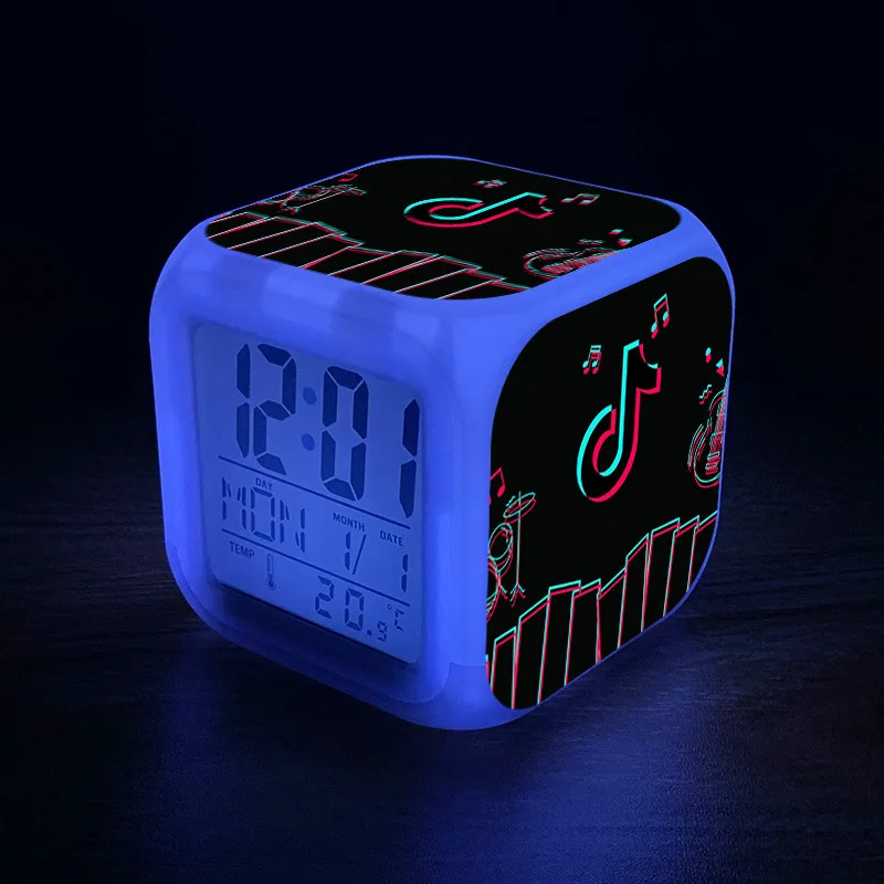 

TIk Tok LED Clock Children Figures Toys Colorful Digital Alarm Led Light Clock Desktop Decoration Kids Christmas Gifts