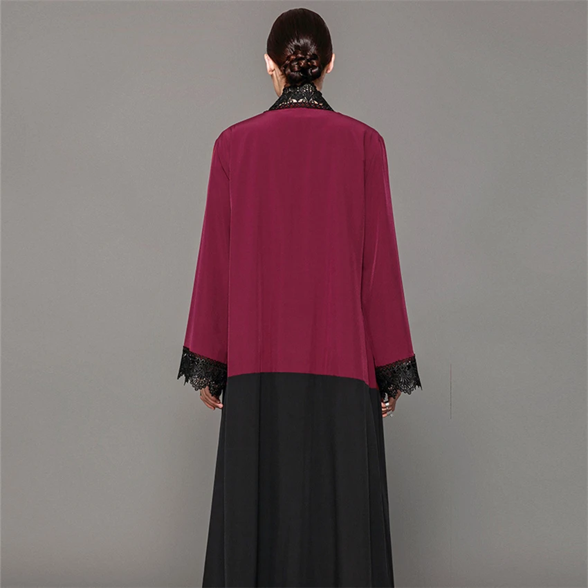 Женское платье с длинным рукавом Abaya мусульманское Кружевное кафтан в турецком