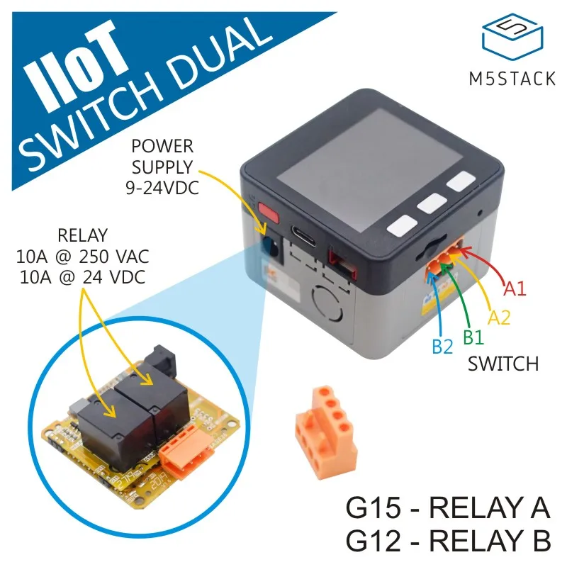 M5Stack IIoT комплект двойного переключателя с ESP32 Core беспроводное управление IoT узел