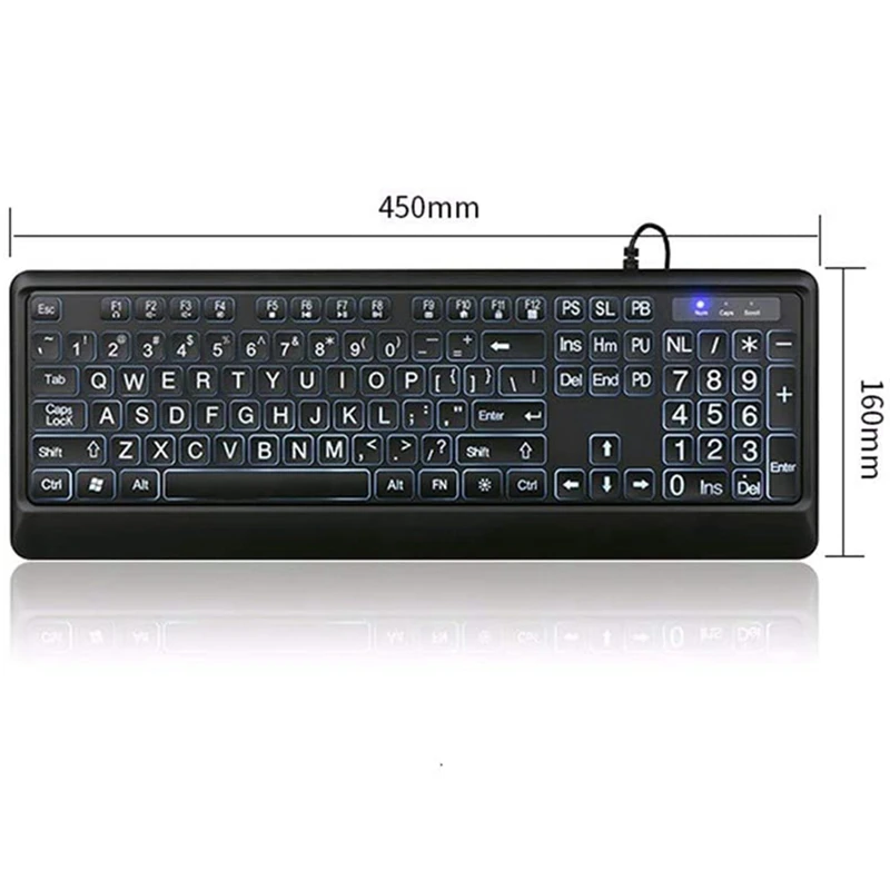 

Deluxe Backlit Keyboard,Large Print Wired USB Keyboard & 2.4G Silent Wireless Mouse for Computer Laptop Mouse