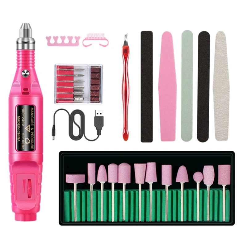 34 шт. Электрический Фрезер для ногтей сверлильный комплект Портативный машина