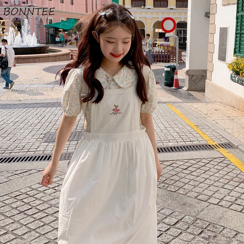 

Dresses Women Sexy Ladies Clothes Harajuku Embroidery A-Line All-match Simple Korean Style Preppy Holiday Fashion Vintage Ins