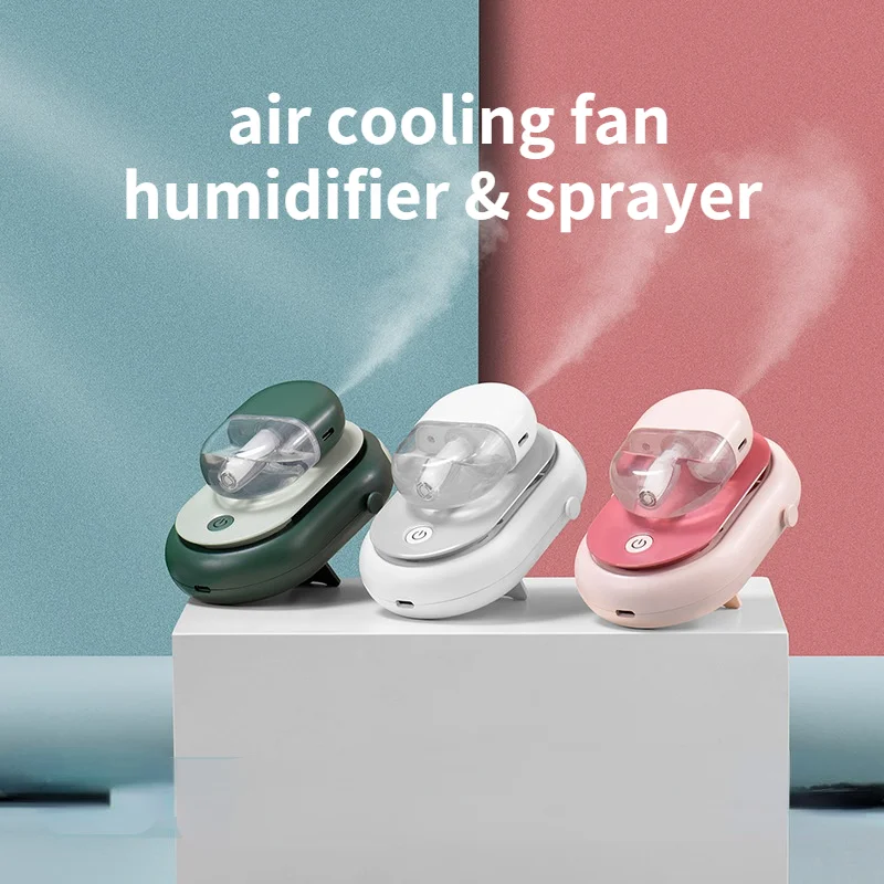 

2in1 Hanging Neck Mini Fan Water Mist Sprayer Humidifier Air Cooling Conditioning Humidifying USB Portable Cooler Neck Fan