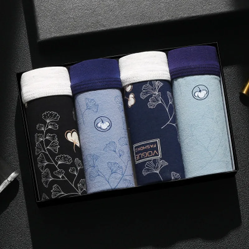 

New Mens Underwear 4 Pcs/lot Men Underwear Boxer Modal Man Print Short Breathable Flexible Shorts Boxer Male Pants Underpants