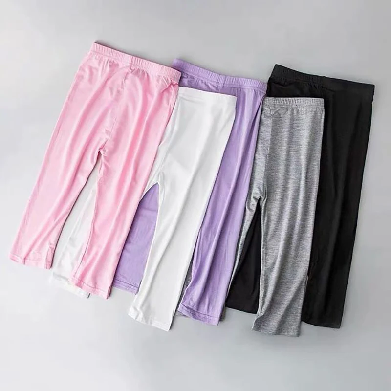 

Summer Thin Girls' Leggings New Kids Modal Comfortable Basic Tight Ankle Length Pants WTP06