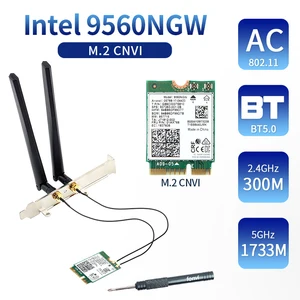 Двухдиапазонная Беспроводная связь для Intel 9560AC 9560NGW 1,73 Гбитс, Wi-Fi 802.11ac, для Bluetooth 5,0 Wlan-карты с антеннами MHF4 U F.L Windows 10