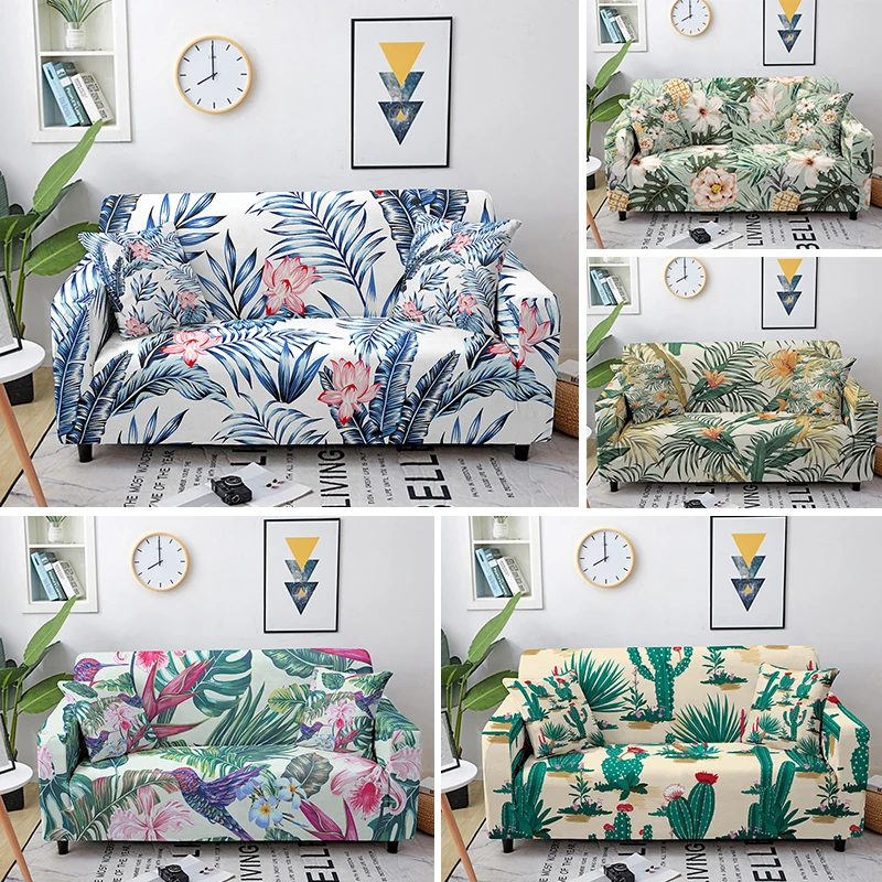 

Tropical Leaves Printed Flower Sofa Covers for Living Room Elastic Stretch Slipcover Sectional Corner Sofa Covers 1/2/3/4-seater