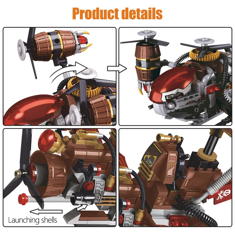 Город эпоха паровых машин пиратский вертолет КИТ модель корабля строительные