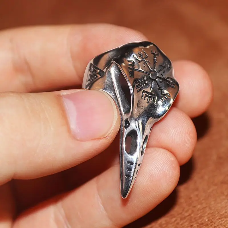 

New Nordic Retro Viking Bird Skull Ring Men's Trendy Hip Hop Eagle Beak Self-Defense Personality Open Ring Jewelry Gift