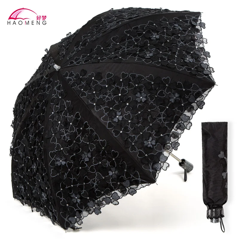 

Folding Sun Lace Umbrella Sun Flower Rain Women Clear Uv Protection Ladies Parasol Japanese Windproof Paraguas Girl Gift Y6S