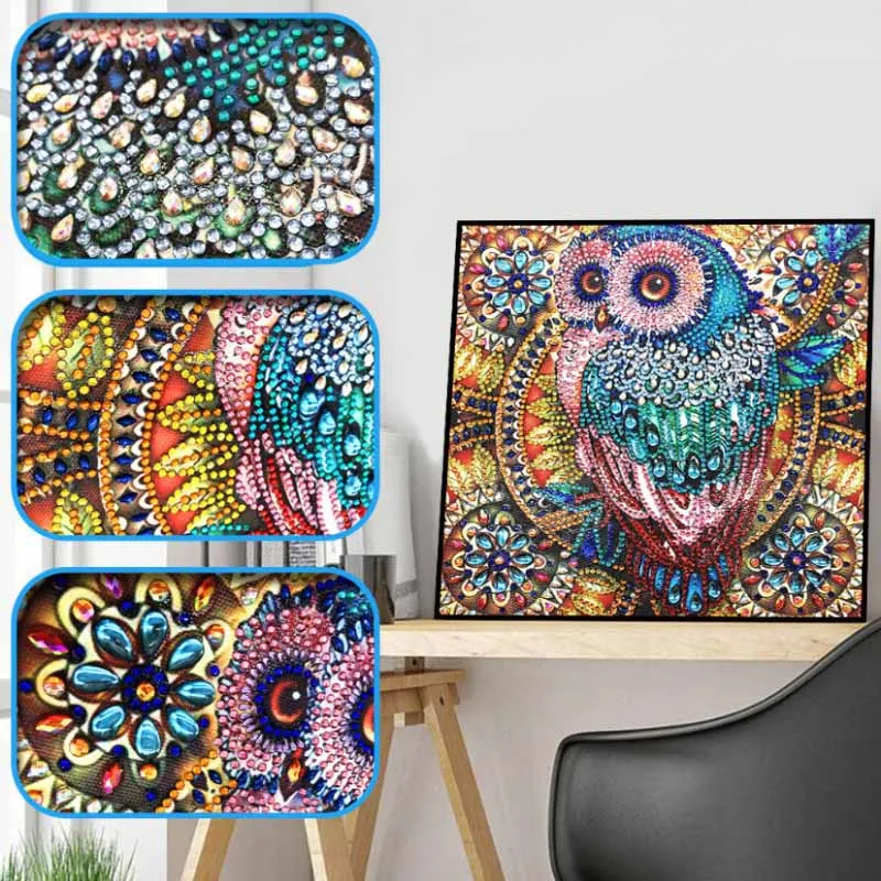 

5D diamond painting owl special crystal wafer diamond shaped diy diamond Paste embroidery painting Home Decoration 30X30CM