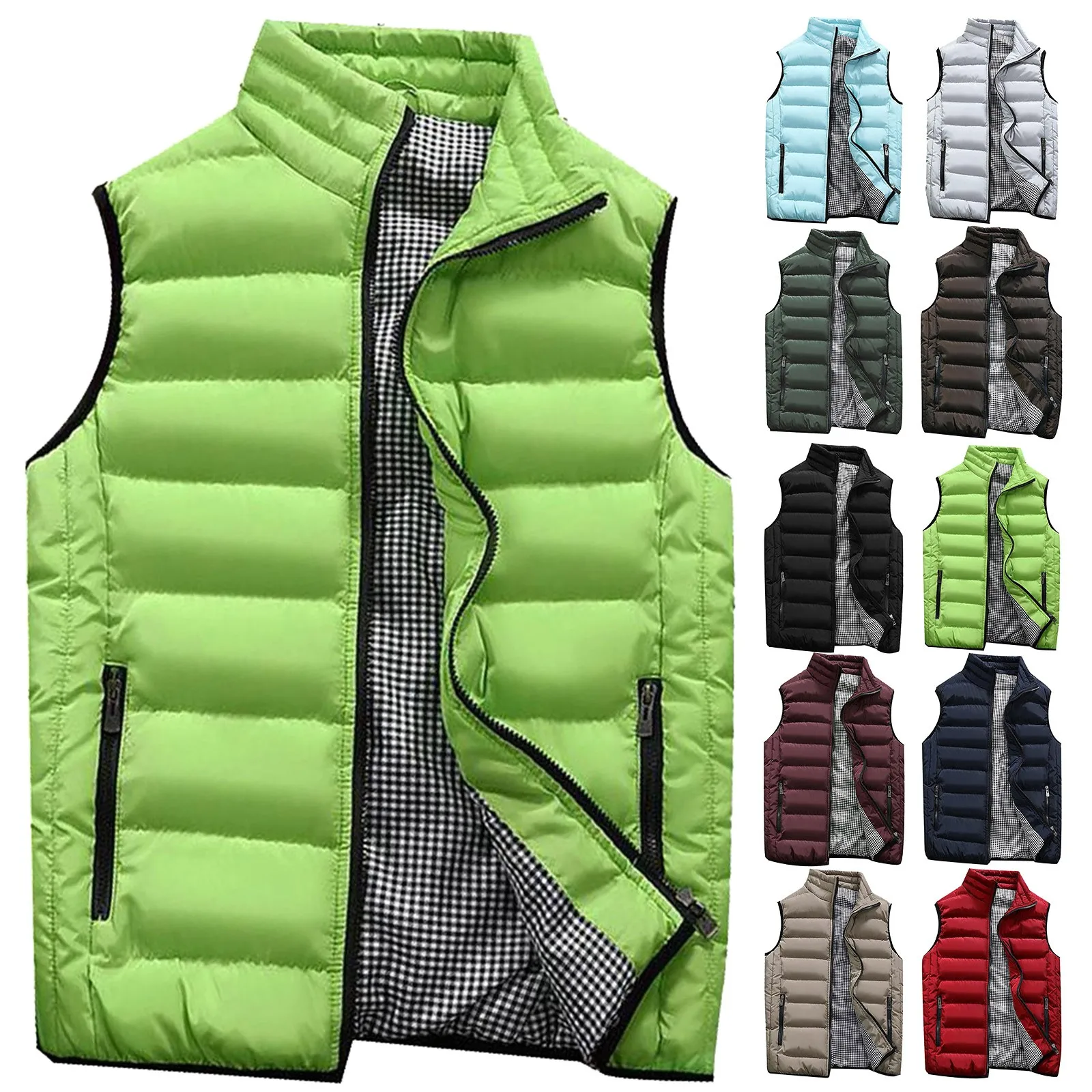 

9 Colors Men Jacket Autumn Winter Jacket Men Padded Cotton Vest Warm Thick Vest Tops Solid Down Cotton Jacket 2020 New M-5XL