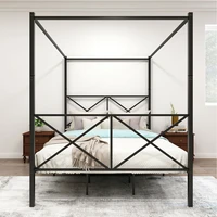 queen black metal canopy bed frame platform bed double bed frame queen with x shaped frame bedroom furniture
