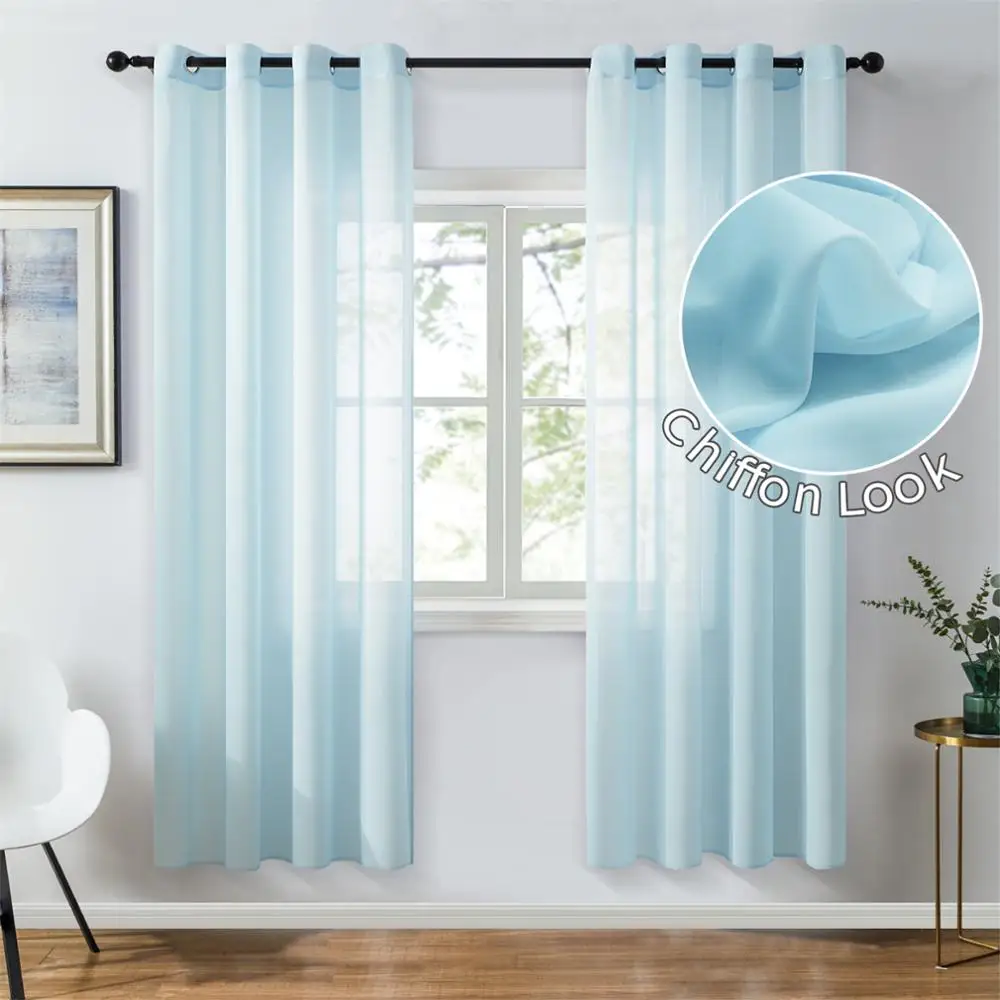 Однотонные шифоновые прозрачные шторы YokiSTG для гостиной спальни элегантные