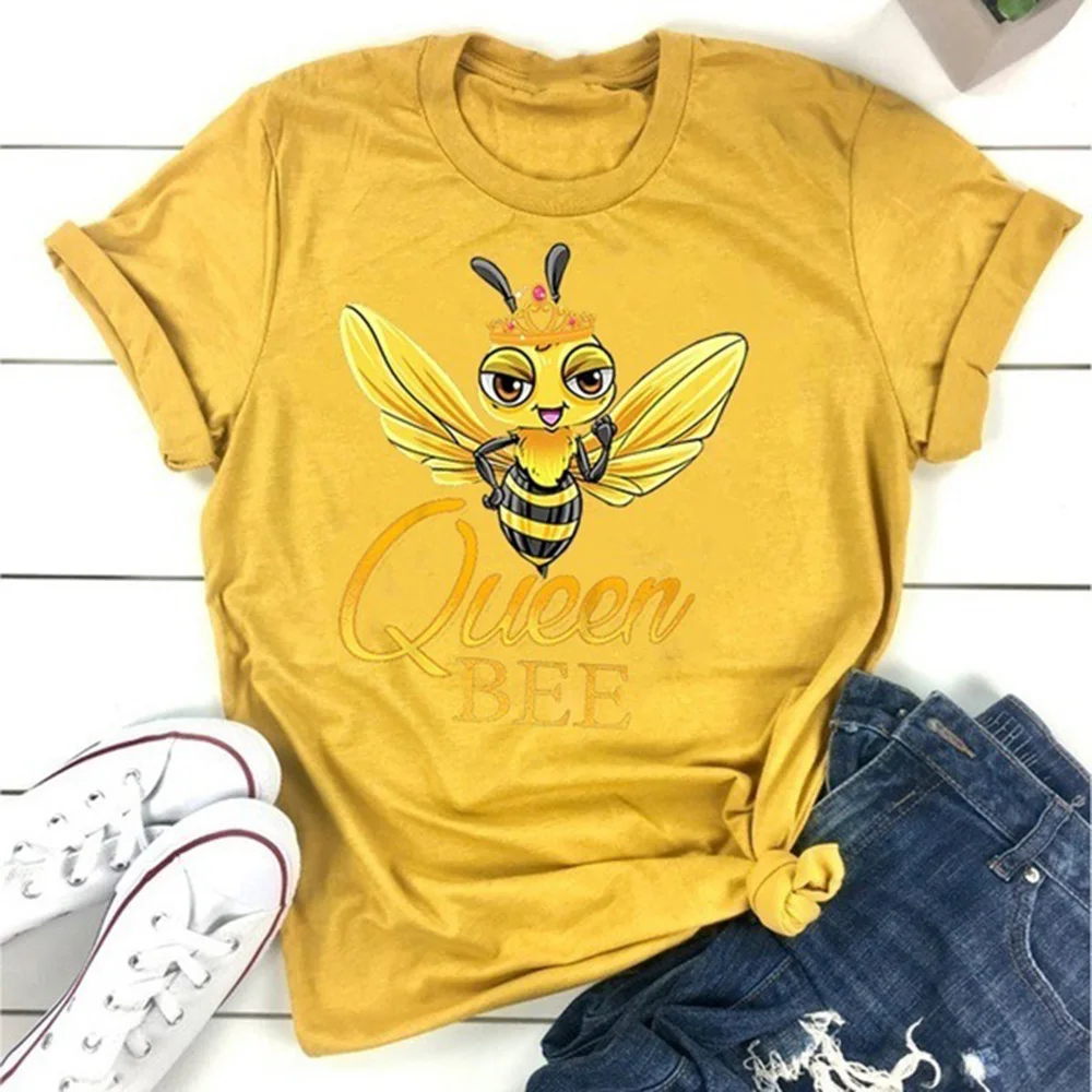 Забавные футболки queen bee женская Свободная рубашка Женская хлопковая модная