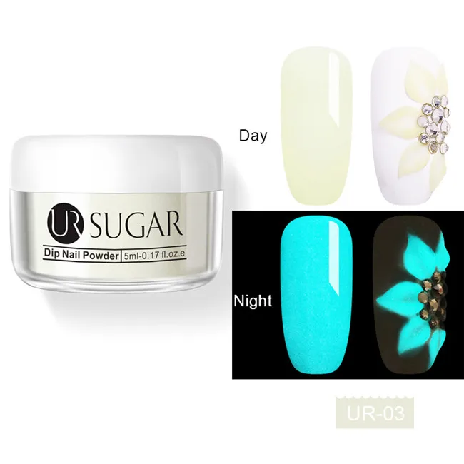 UR-03 Ur Sugar 5 мл светящийся 3 в 1 Dip порошок для ногтей акриловый порошок резьба расширение погружение ногтей Дизайн ногтей украшения DIY натуральный сухой - Цвет: UR-03