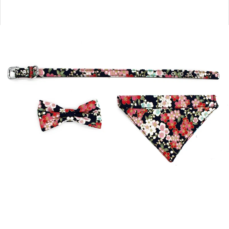 Ошейники для собак в японском стиле разбитые цветы Регулируемая пряжка ошейник
