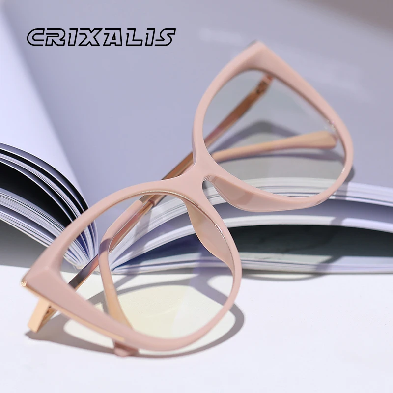 

CRIXALIS Cat Eye Blue Light Blocking Glasses Women Prescription Eyewear Frame Ladies Fashion Computer Eyeglasses Female UV400