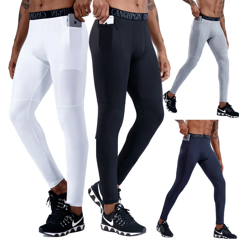 Men's Fitness Trousers with Pockets PRO Running Training Sports Stretch Wicking Quick-dry Tight Complet Jogging Homme | Спорт и