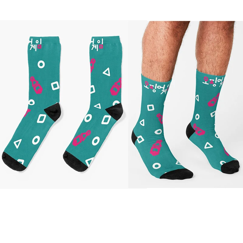 

Men's Socks With Print Squid Game Themed Creative Middle Tube Fashion Street Hip Hop Skateboard Printed Stance Socks