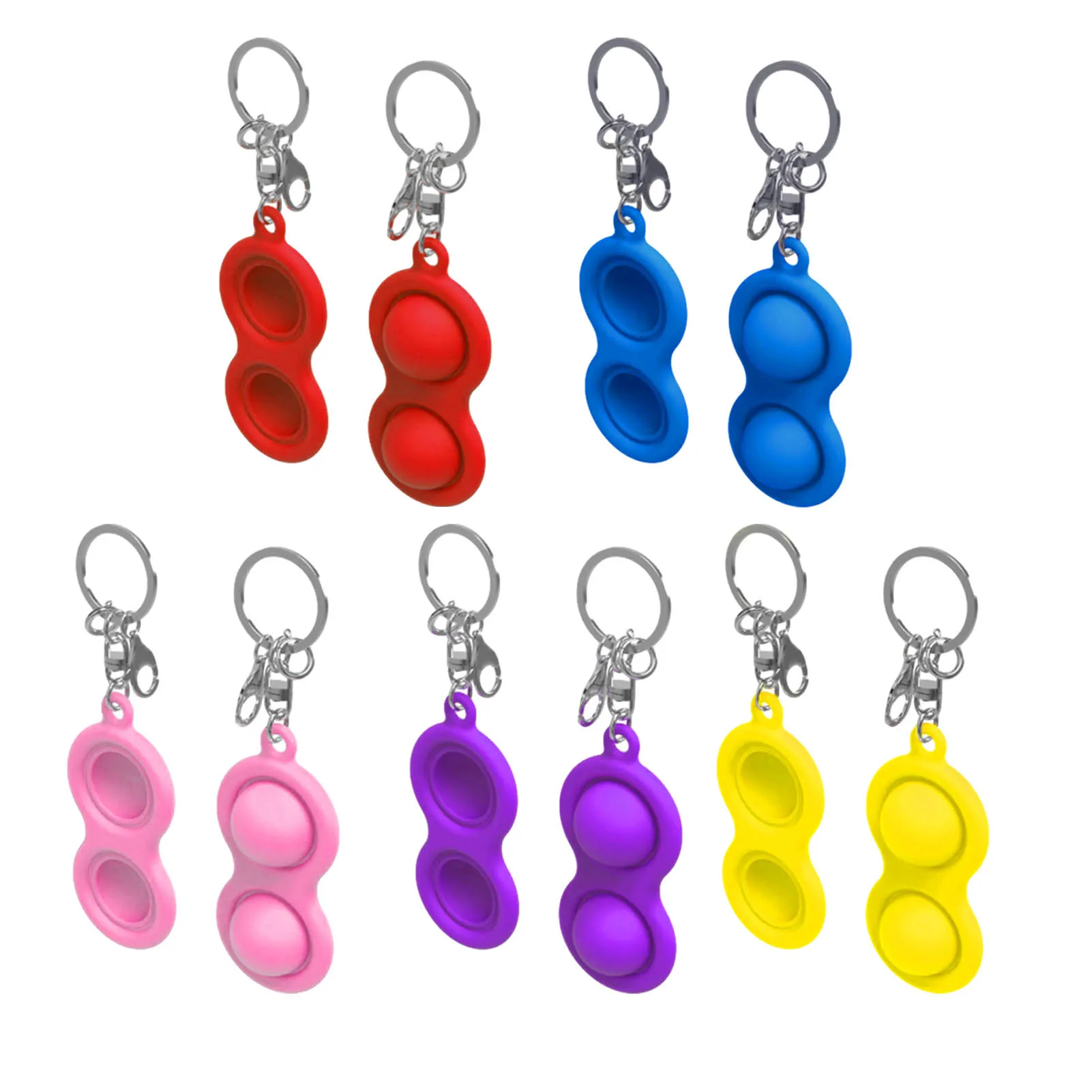 

Simple Keyring Fidget Toy Finger Exercise Montessori Toys Colorful Push Pops Montessori Dimple Fidget Toys For Baby Adult 1-4PCS