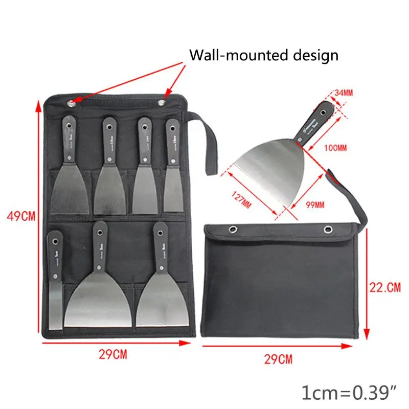 

7 Pcs Portable Drywall Scrapers Blade Putty Knife Wall Shovel Carbon Steel Tool