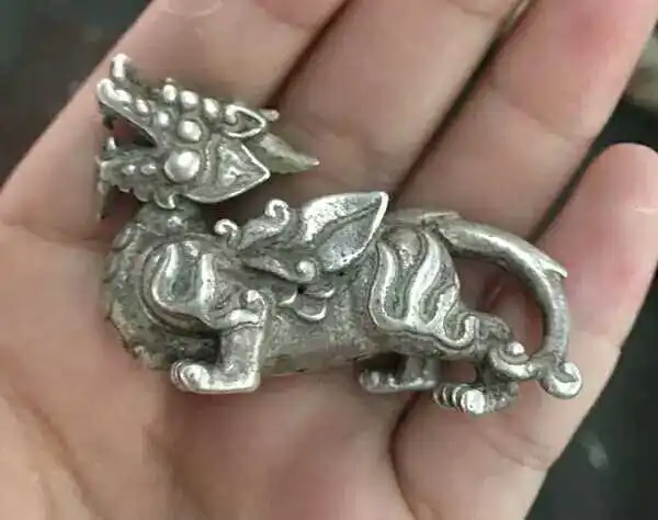 Античная латунь посеребренные хорек пара бронзового украшение ручной работы