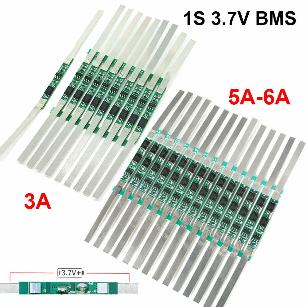 10 шт. 1S 3A/5-6A BMS Щит защиты печатной платы для 3 7 V 18650 литий-ионная литиевая батарея |