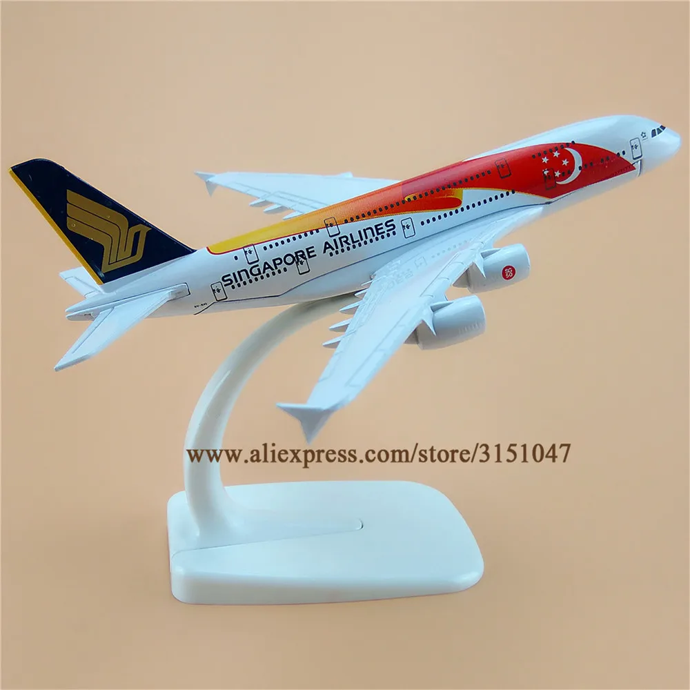 16 см модель самолета из металлического сплава с флагом авиакомпании Singapore Airlines A380