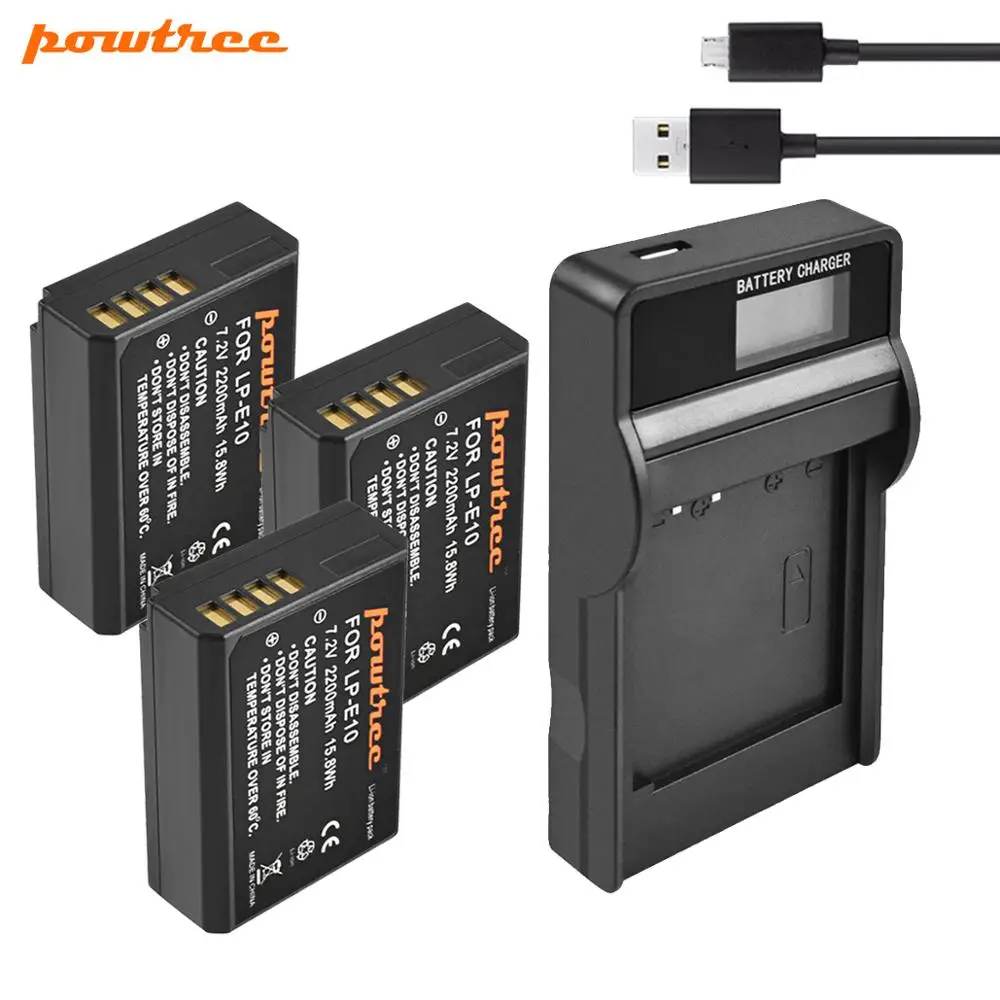 Аккумулятор для камеры Powtree LPE10 LP E10 зарядное устройство с ЖК дисплеем и USB Canon EOS 1100D